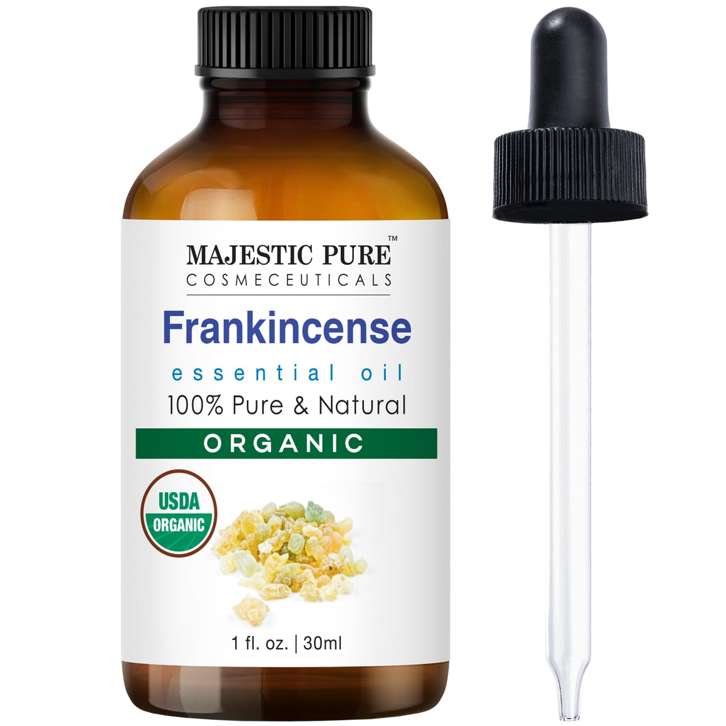 Majestic Pure Organic Frankincense Essential Oil with Glass Dropper – 1 Oz