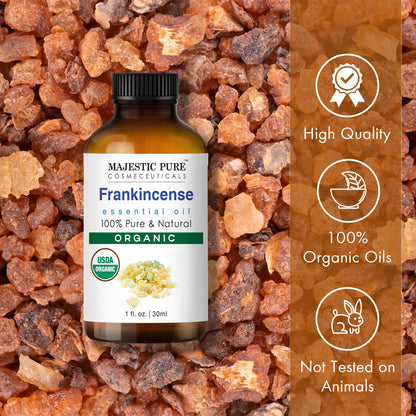 Majestic Pure Organic Frankincense Essential Oil with Glass Dropper – 1 Oz