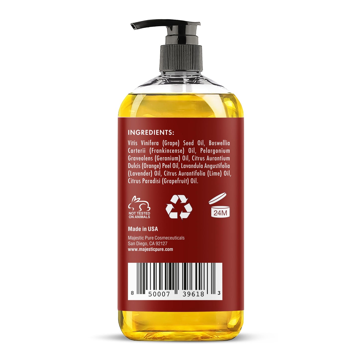 MAJESTIC PURE Frankincense Scar & Stretch Massage Oil – All Skin Types, 8 fl oz