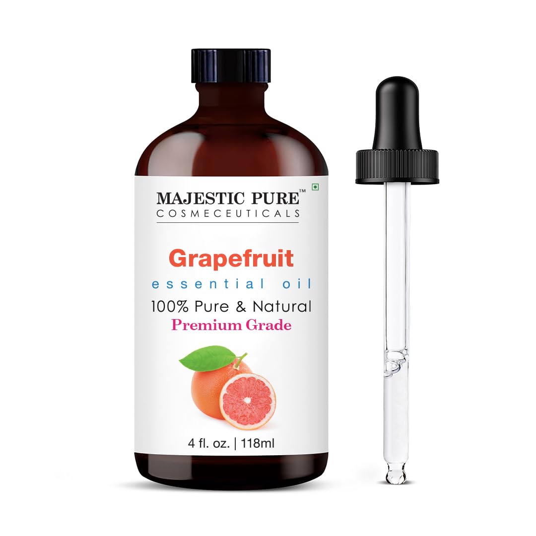 Majestic Pure Grapefruit Essential Oil – 100% Pure & Natural, Glass Dropper, 4 oz