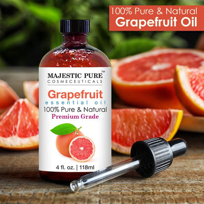 Majestic Pure Grapefruit Essential Oil – 100% Pure & Natural, Glass Dropper, 4 oz