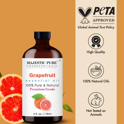 Majestic Pure Grapefruit Essential Oil – 100% Pure & Natural, Glass Dropper, 4 oz