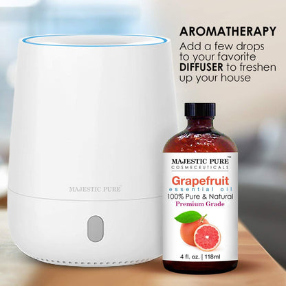 Majestic Pure Grapefruit Essential Oil – 100% Pure & Natural, Glass Dropper, 4 oz