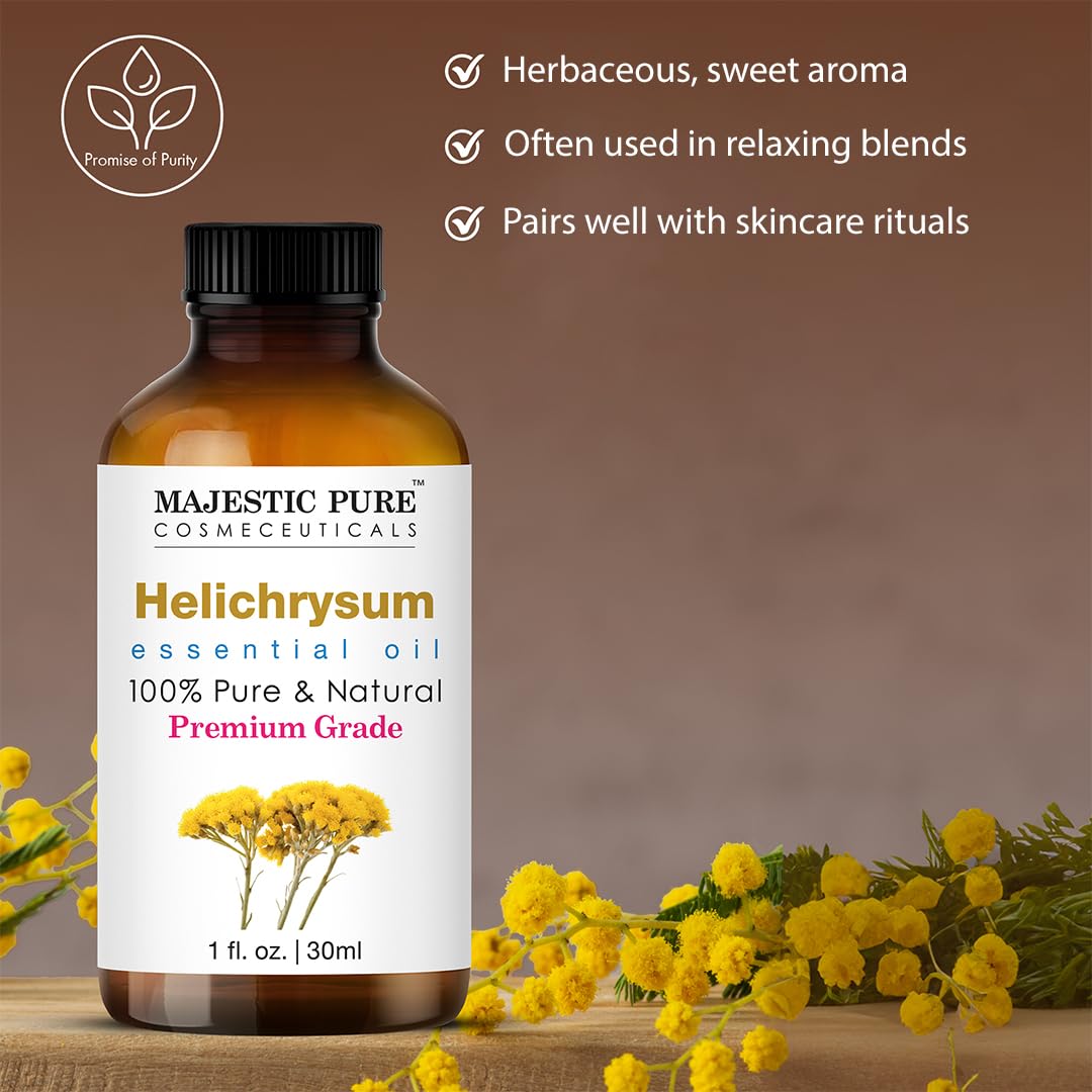 Majestic Pure Helichrysum Essential Oil 1oz – Pure, Natural, Glass Dropper