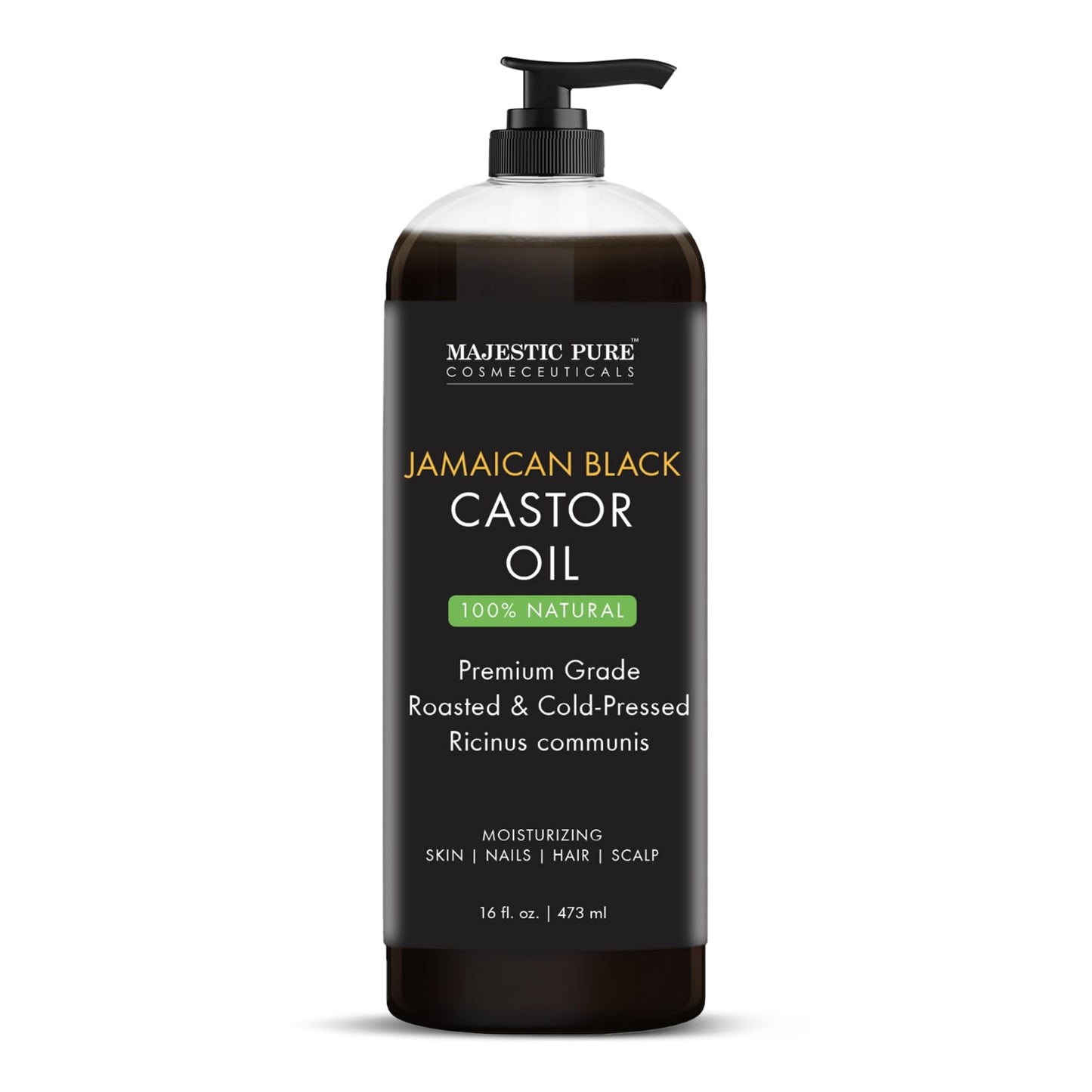 MAJESTIC PURE Jamaican Black Castor Oil – 16 oz, Non-GMO, Hair Care & Nourishing