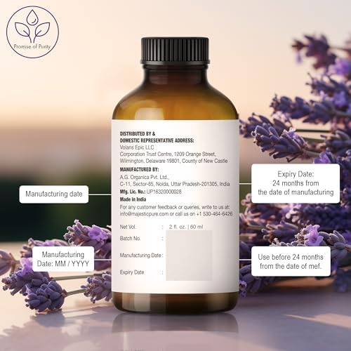 Majestic Pure Lavender Essential Oil 2 oz – 100% Pure & Natural, Glass Dropper