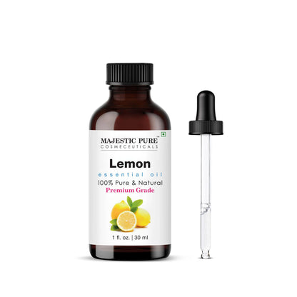 Majestic Pure Lemon Essential Oil - 100% Pure & Natural, 1 Fl Oz, Glass Dropper