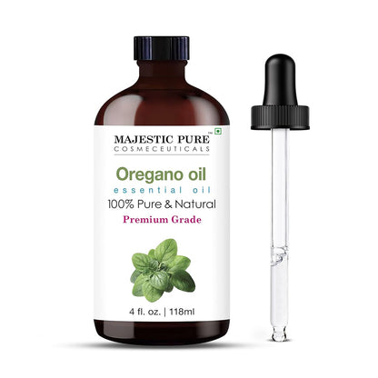 Majestic Pure Oregano Essential Oil 4oz - 100% Pure & Natural with Glass Dropper