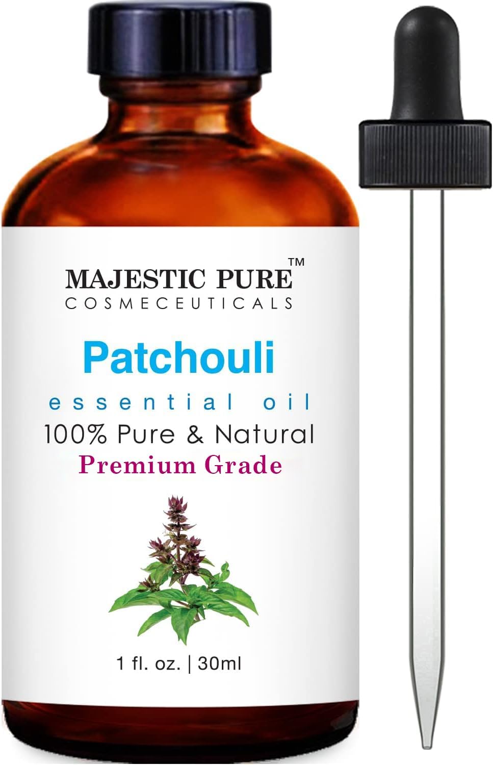 Majestic Pure Patchouli Essential Oil with Glass Dropper - 1 Fl Oz, 100% Pure & Natural