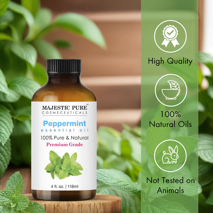 Majestic Pure Peppermint Essential Oil – 4 Fl Oz x 2, 100% Pure & Natural