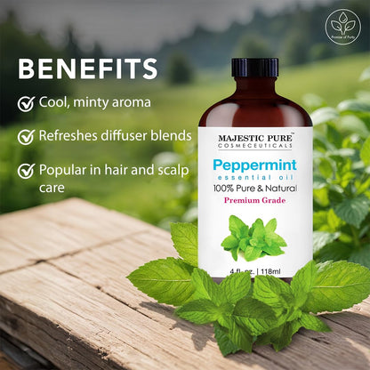 Majestic Pure Peppermint Essential Oil – 4 Fl Oz x 2, 100% Pure & Natural