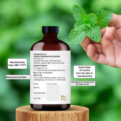 Majestic Pure Peppermint Essential Oil 4 Oz – 100% Pure & Natural, Glass Dropper