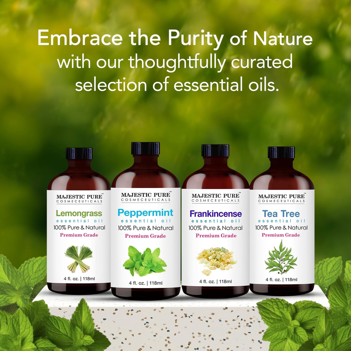 Majestic Pure Peppermint Essential Oil 4 Oz – 100% Pure & Natural, Glass Dropper
