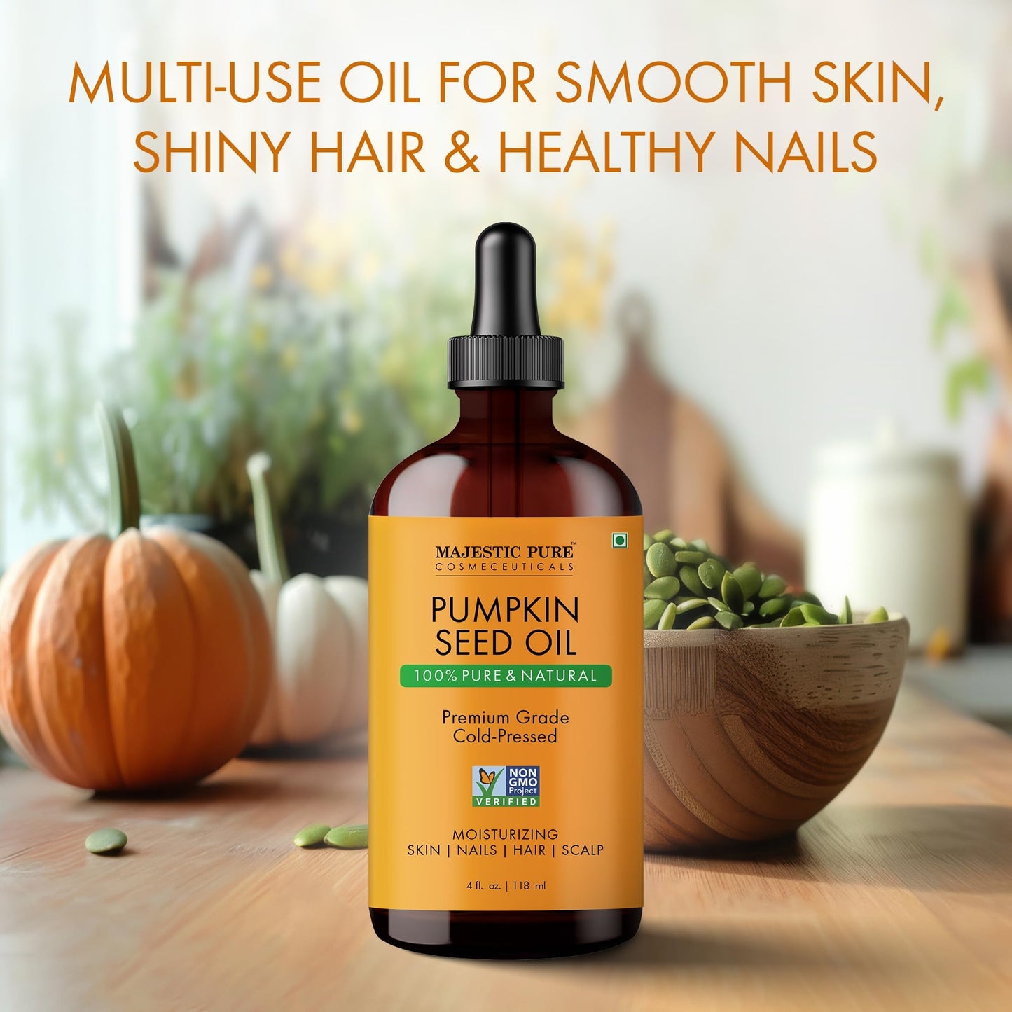 Majestic Pure Pumpkin Seed Oil – 100% Pure, Cold-Pressed, 4 oz