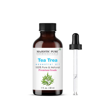 Majestic Pure Tea Tree Essential Oil with Glass Dropper – 100% Pure, 1oz