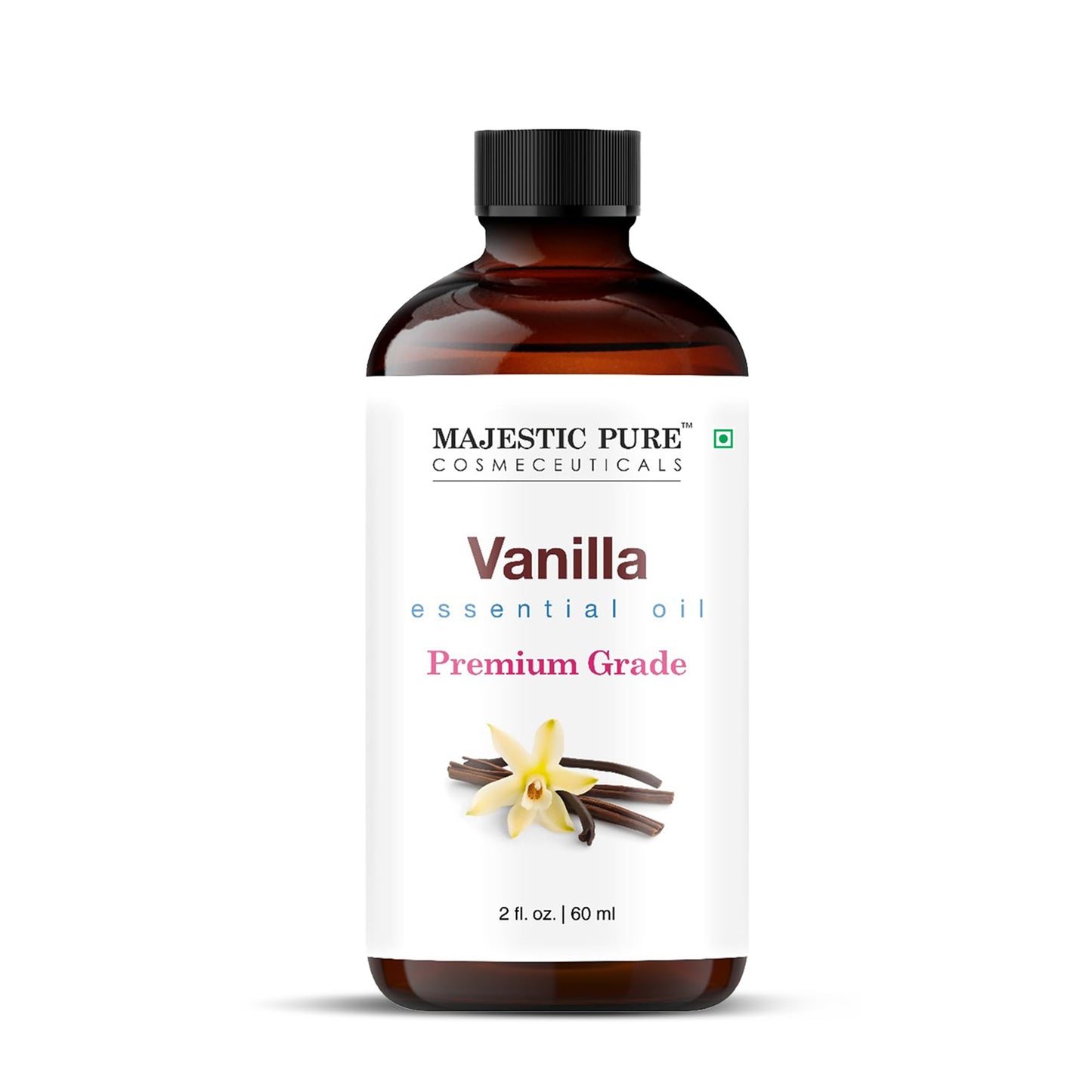 Majestic Pure Vanilla Essential Oil - 2 oz with Glass Dropper, 100% Pure