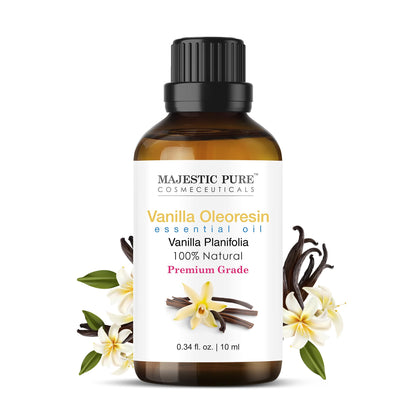Majestic Pure Vanilla Essential Oil with Glass Dropper – 0.3 Fl Oz (10 ml) – 100% Pure & Natural