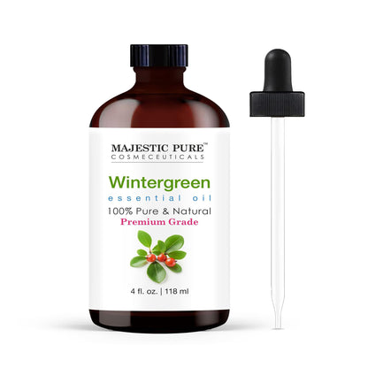 Majestic Pure Wintergreen Essential Oil – 4 oz Glass Dropper – 100% Pure & Natural