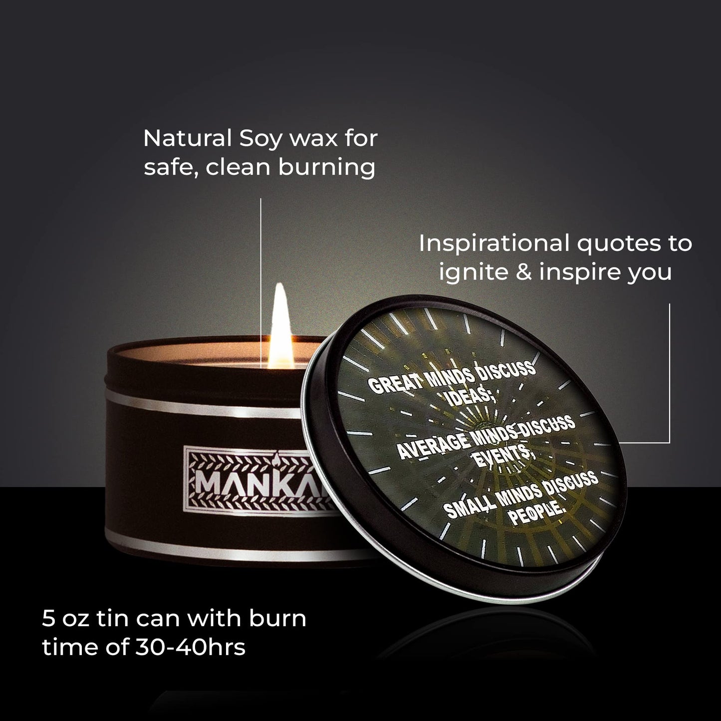 Majestic Zen Aromatherapy Candles for Men Gift Set | 6-Pack Soy Wax with Inspirational Quotes