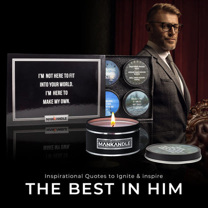 Majestic Zen Aromatherapy Candles for Men Gift Set | 6-Pack Soy Wax with Inspirational Quotes