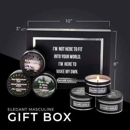 Majestic Zen Aromatherapy Candles for Men Gift Set | 6-Pack Soy Wax with Inspirational Quotes