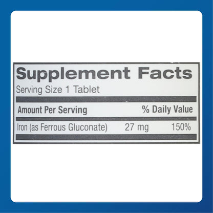 Major 27 mg Ferate Tabs - Ferrous Gluconate Iron Supplement, 100 Count (1 Pack)