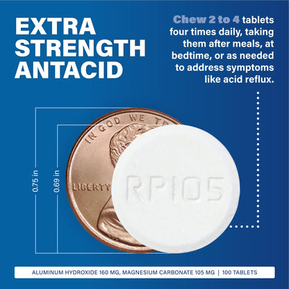MAJOR Acid Gone Extra Strength Antacid Chewable Tablets | Heartburn & Indigestion Relief for Adults (100 Count)
