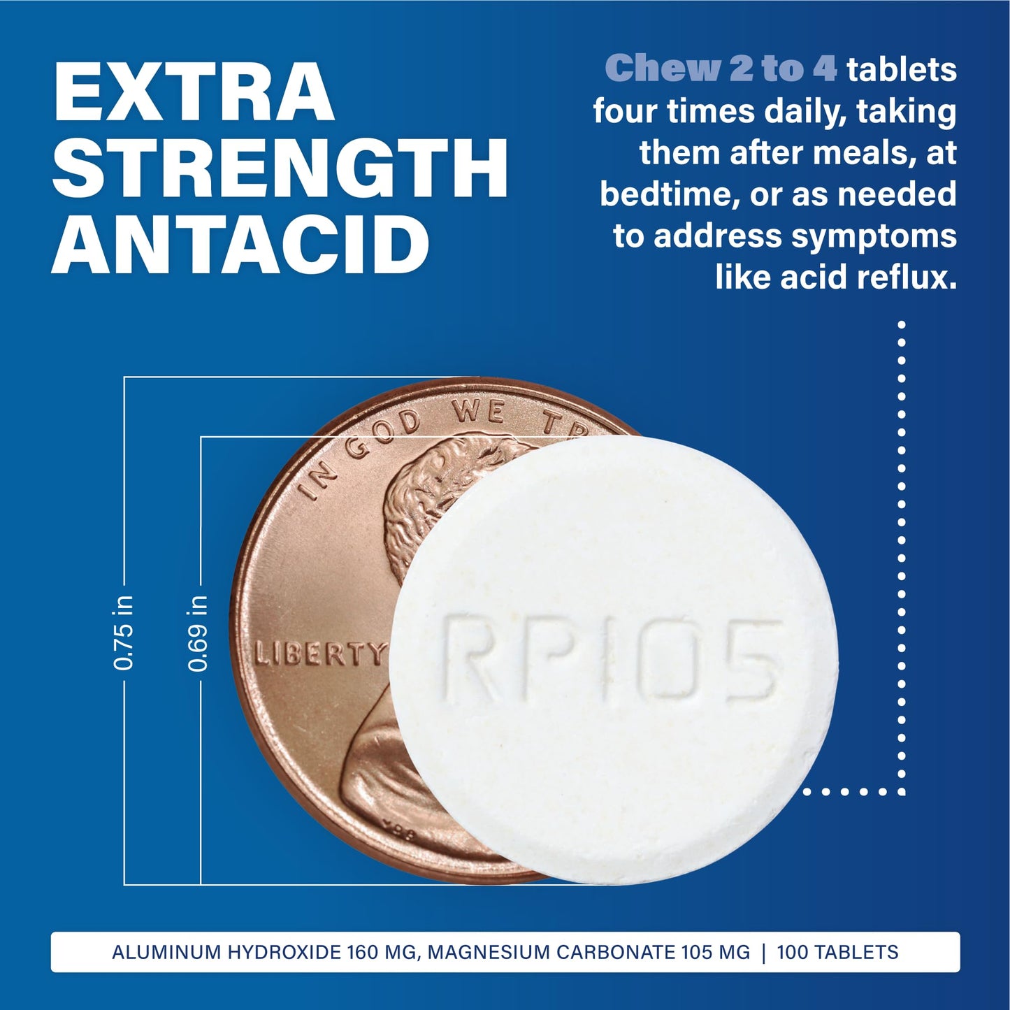 MAJOR Acid Gone Extra Strength Antacid Chewable Tablets | Heartburn & Indigestion Relief for Adults (100 Count)