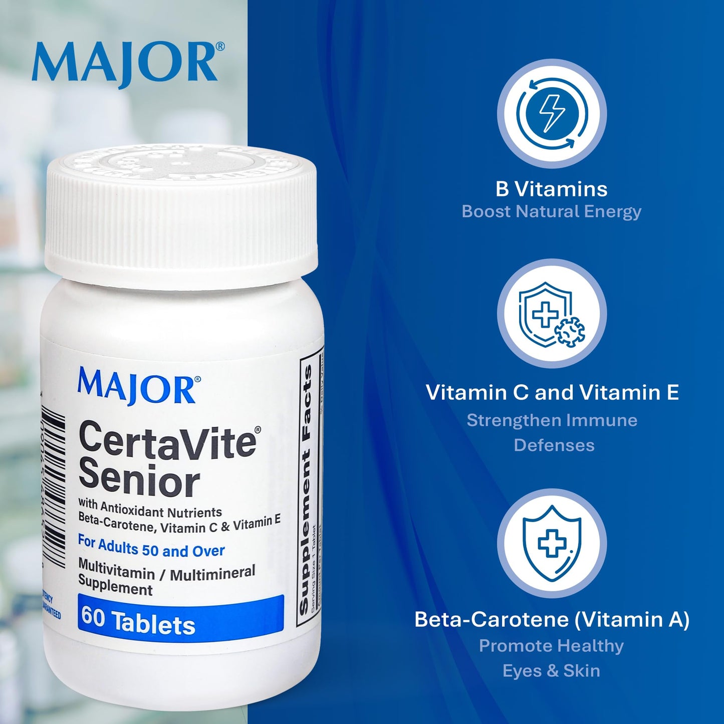 MAJOR CertaVite Senior Multivitamin – Immunity, Energy & Vision (60 Tablets)