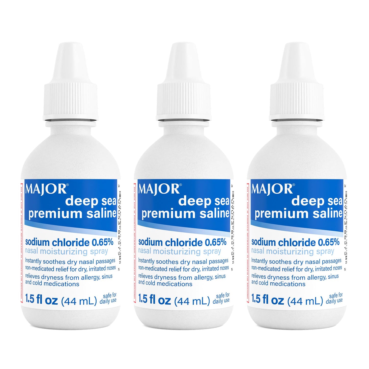 MAJOR Deep Sea Premium Saline Nasal Spray 0.65% — Dry Nose Relief, 1.5 fl oz, 3-Pack