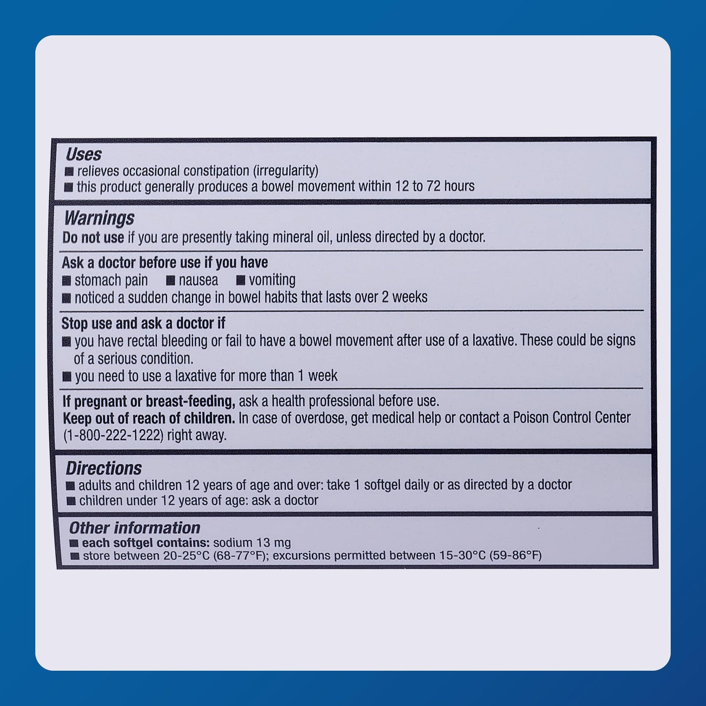 Major Docusate Sodium 250 mg Extra Strength Stool Softener | Gentle Relief