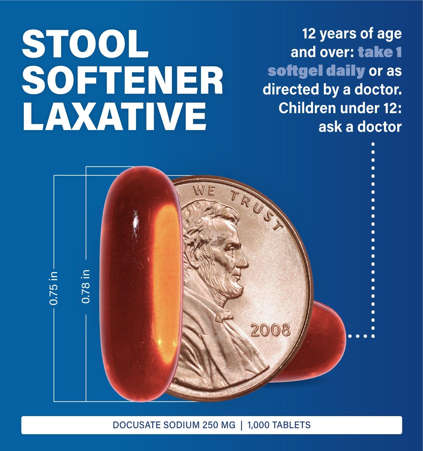 Major Docusate Sodium 250 mg Extra Strength Stool Softener | Gentle Relief