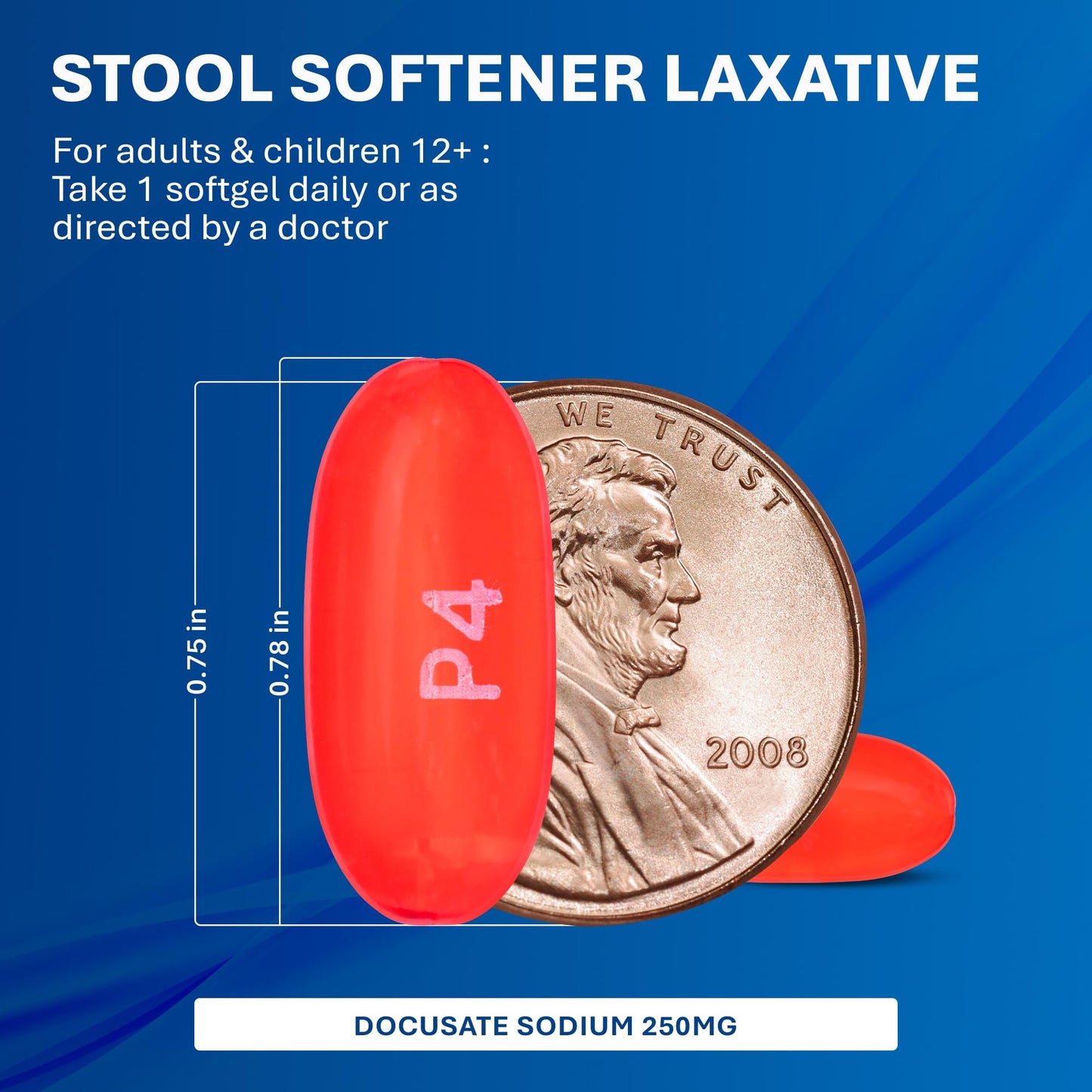 MAJOR Docusate Sodium 250 mg Extra Strength Stool Softener – Stimulant-Free, 100 Softgels (3 Pack)