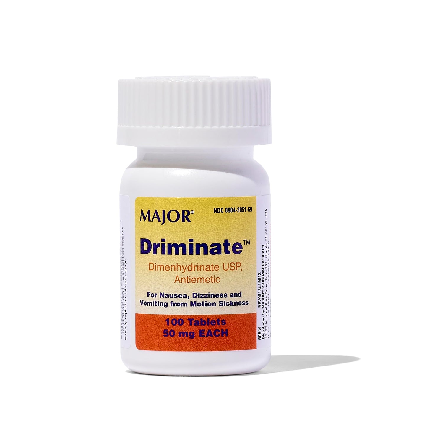MAJOR Driminate Dimenhydrinate 50mg Motion Sickness Tablets – 100 Count