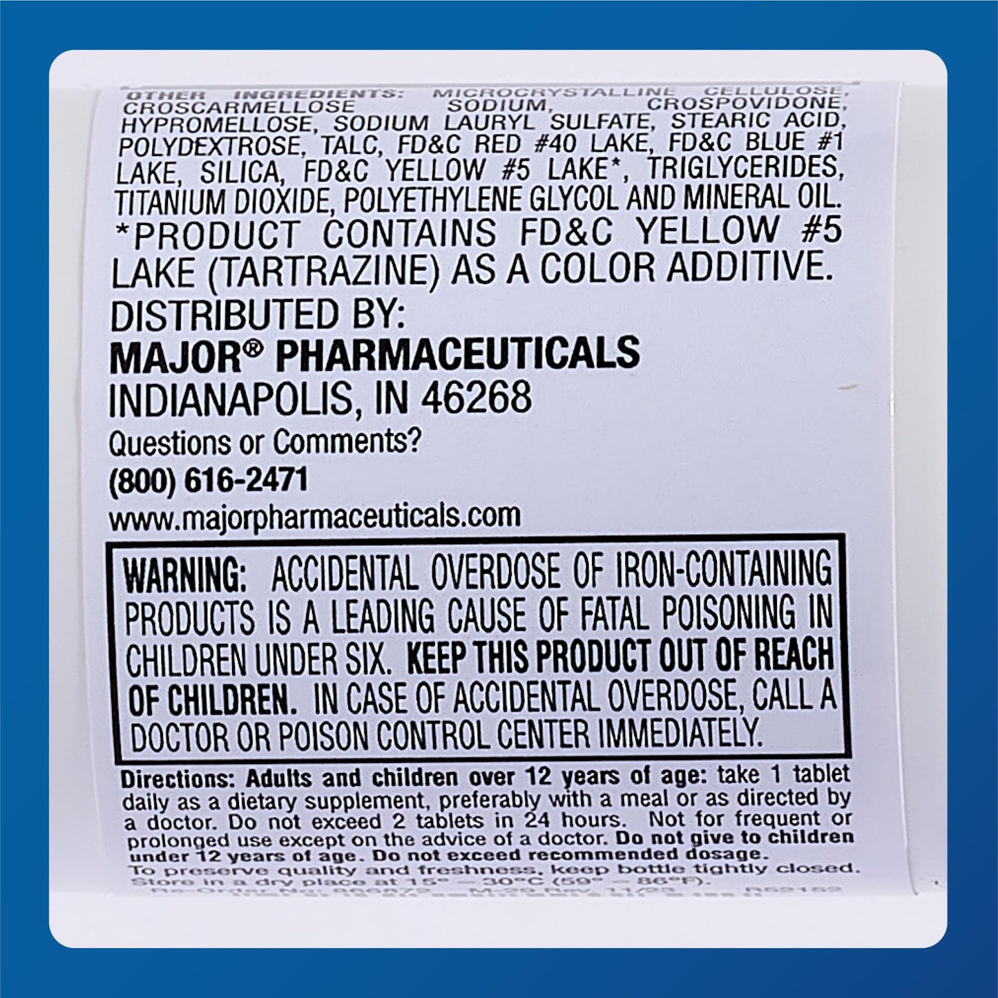 Major Ferosul Ferrous Sulfate 325mg – 65mg Elemental Iron | Iron Supplement (4 Pack, Green)