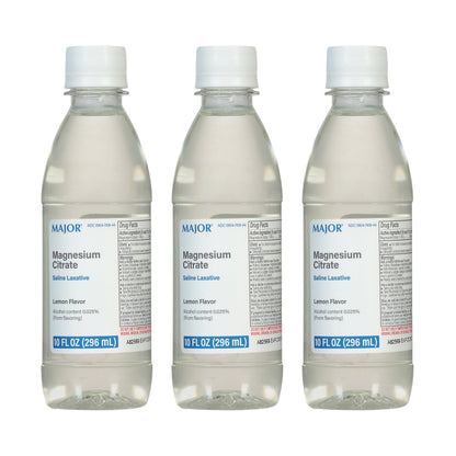 Major Magnesium Citrate Saline Laxative – Lemon Flavor, 10 fl oz (3 Pack)