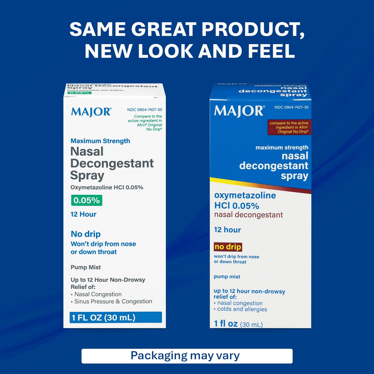 MAJOR Maximum Strength Nasal Decongestant Spray 0.05% Oxymetazoline HCl – Up to 12-Hour Relief (6-Pack, 1 fl oz)