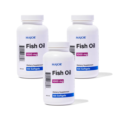 MAJOR Omega-3 Fish Oil 1000mg - 100 Softgels (3-Pack) | Dietary Supplement