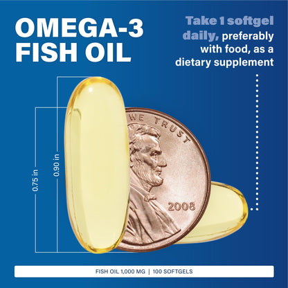MAJOR Omega-3 Fish Oil 1000mg - 100 Softgels (1-Pack) | Dietary Fish Oil Supplement