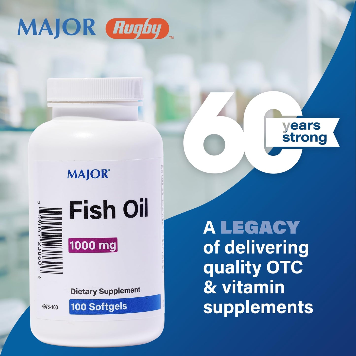MAJOR Omega-3 Fish Oil 1000mg - 100 Softgels (3-Pack) | Dietary Supplement