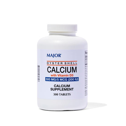Major Oyster Shell Calcium 500 mg with Vitamin D3 (200 IU) – 300 Tablets