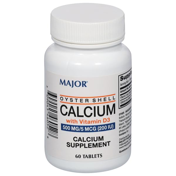 Major Oyster Shell Calcium with Vitamin D3 500 mg / 200 IU – 60 Tablets