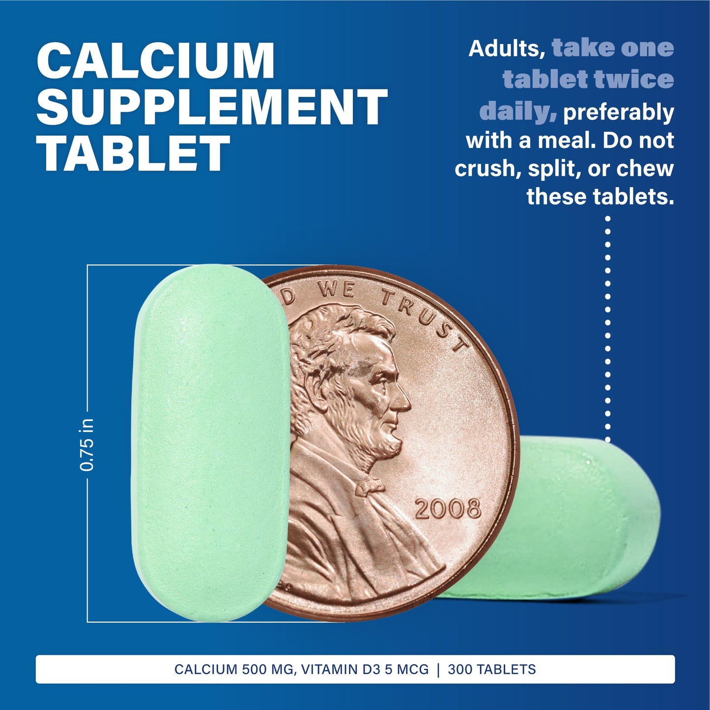 Major Oyster Shell Calcium 500 mg with Vitamin D3 (200 IU) – 300 Tablets