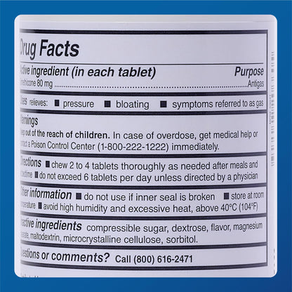 MAJOR Simethicone Gas Relief 80 mg — Anti-Gas, Bloating & Gas Pressure | 100 Chewables (4 Pack)
