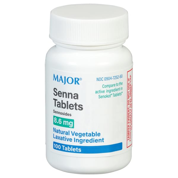 Major Senna 8.6 mg Natural Vegetable Laxative Tablets - Occasional Constipation Relief (100 Tablets)