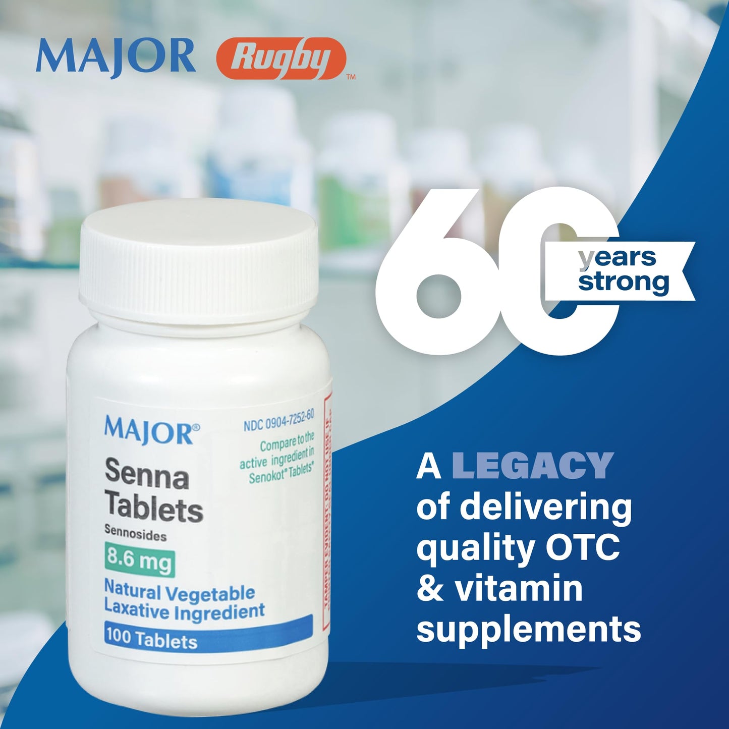 Major Senna 8.6 mg Natural Vegetable Laxative Tablets - Occasional Constipation Relief (100 Tablets)