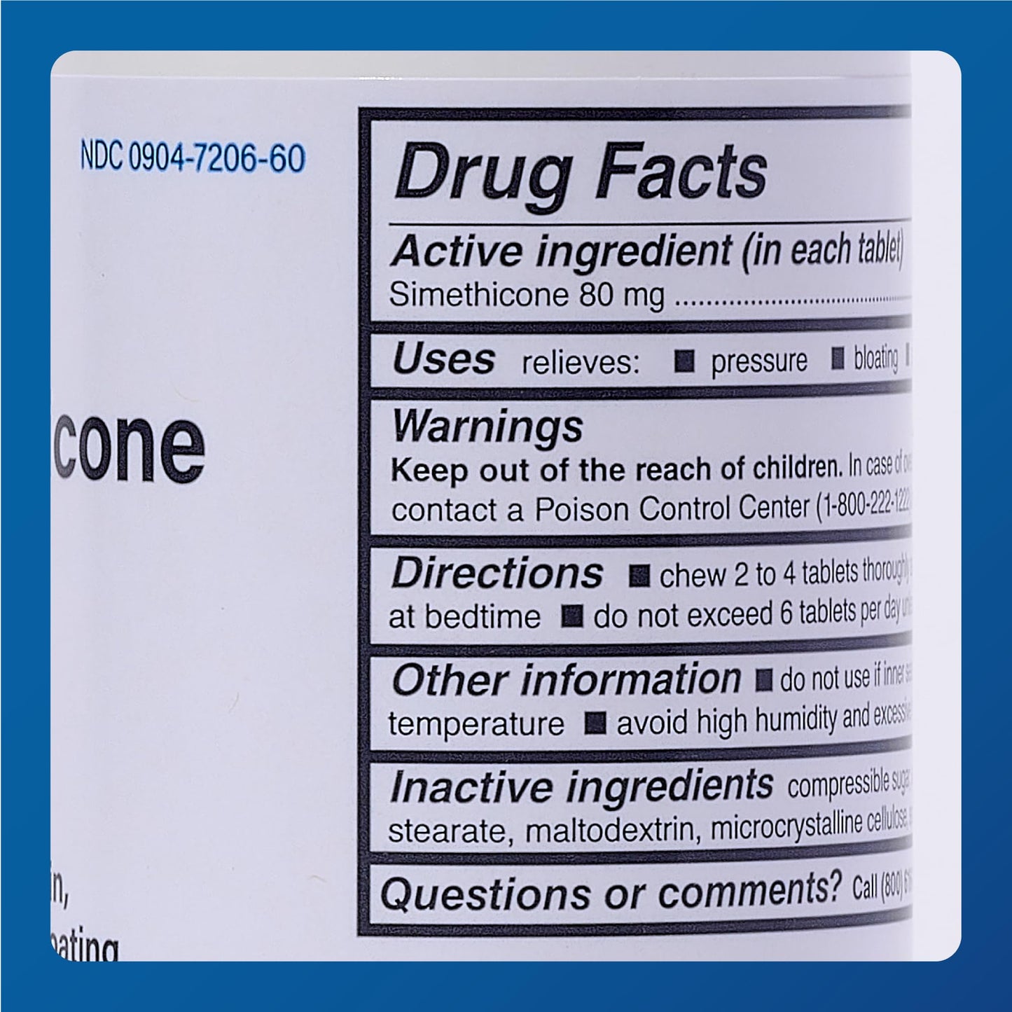 MAJOR Simethicone Gas Relief 80 mg - Chewable Gas Relief Tablets (100 ct)