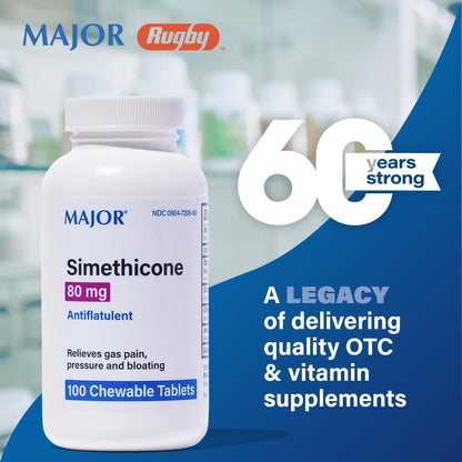 MAJOR Simethicone Gas Relief 80 mg - Chewable Gas Relief Tablets (100 ct)