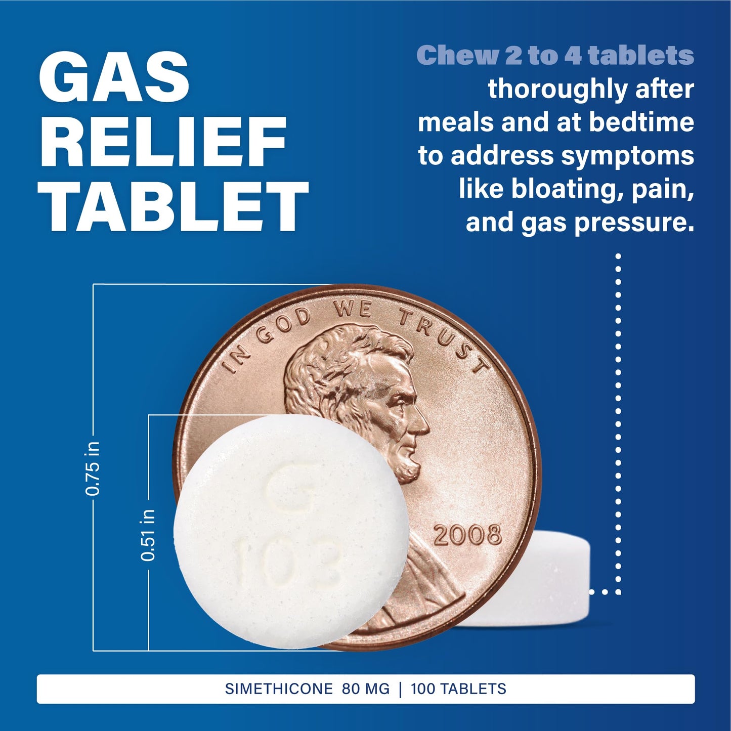 MAJOR Simethicone Gas Relief 80 mg - Chewable Gas Relief Tablets (100 ct)