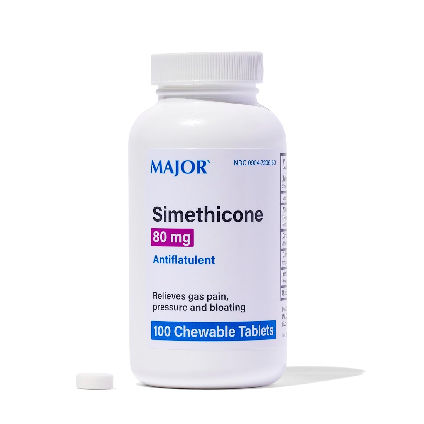 MAJOR Simethicone Gas Relief 80 mg - Chewable Gas Relief Tablets (100 ct)